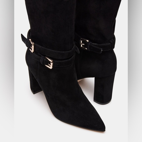 Steve Madden Finch Black Suede Knee High Block Heel Boots Size 10 NEW - Picture 4 of 14